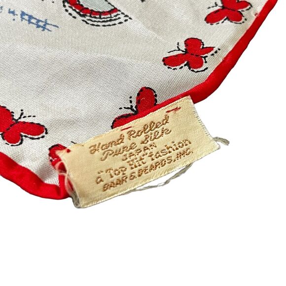 Vintage Top Hit Fashion 100% Silk Butterfly Scarf 34” Tie Japan Red Blue Yellow - Picture 4 of 7